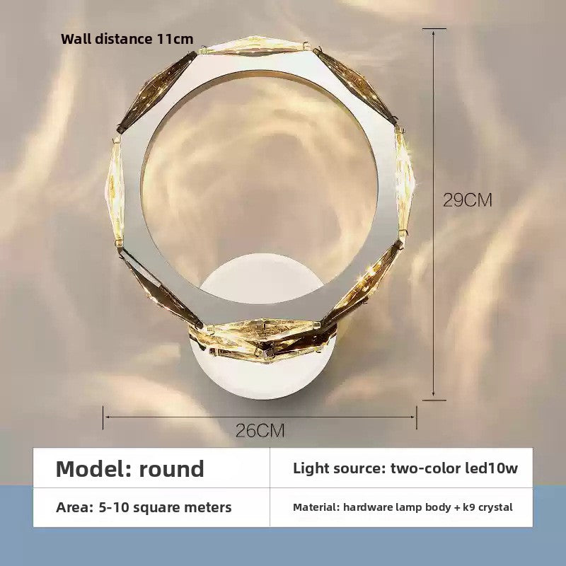 Wall Light | Crystal Ring LED Sconce for Living Room, Bedroom & Hallway | Chrome Finish, Faceted Crystal Panels, Modern Glam, 29cm