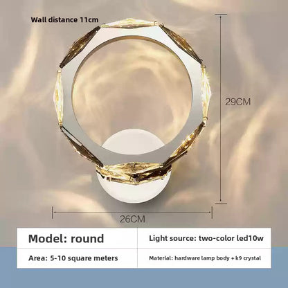 Wall Light | Crystal Ring LED Sconce for Living Room, Bedroom & Hallway | Chrome Finish, Faceted Crystal Panels, Modern Glam, 29cm
