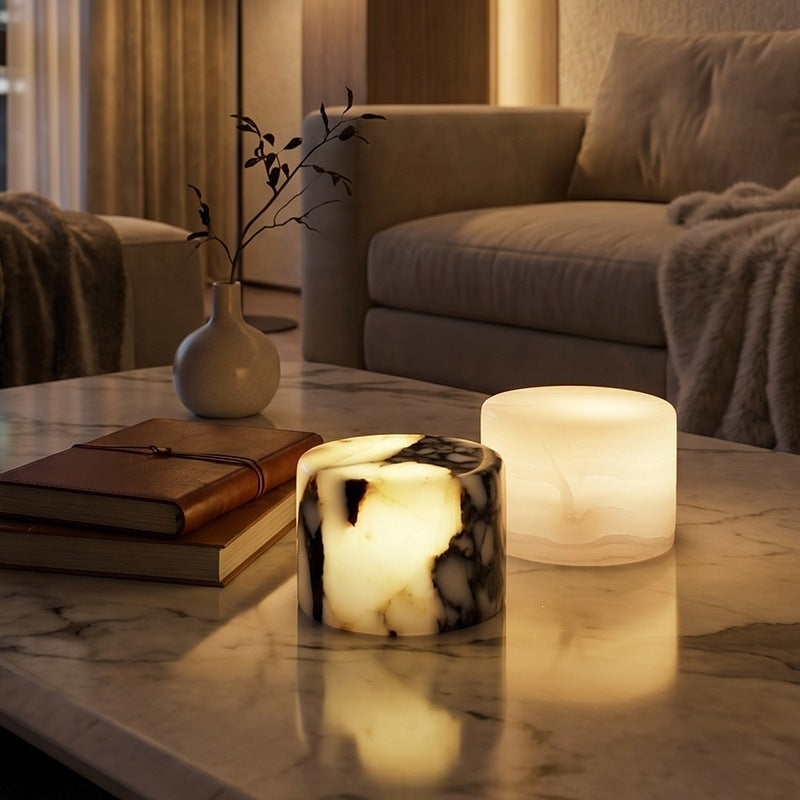Marble Night Light | Natural Stone Touch Lamp with Wireless Phone Charger for Bedside | USB, 2-Colour or Colour-Changing, Jade or Grey, 8 or 10cm