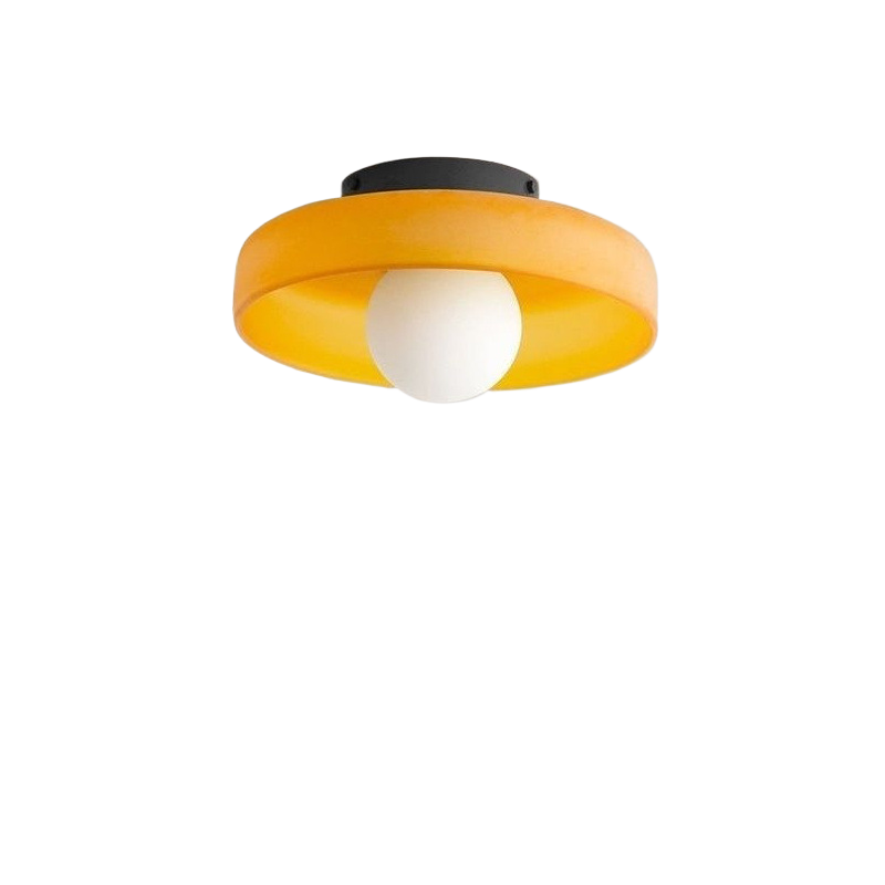 Flush Ceiling Light | Bauhaus Coloured Glass Ceiling Lamp for Hallway, Bedroom & Living Room | White, Orange or Brown, 25cm or 35cm, Warm or 3-Colour