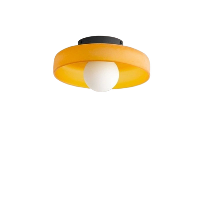 Flush Ceiling Light | Bauhaus Coloured Glass Ceiling Lamp for Hallway, Bedroom & Living Room | White, Orange or Brown, 25cm or 35cm, Warm or 3-Colour