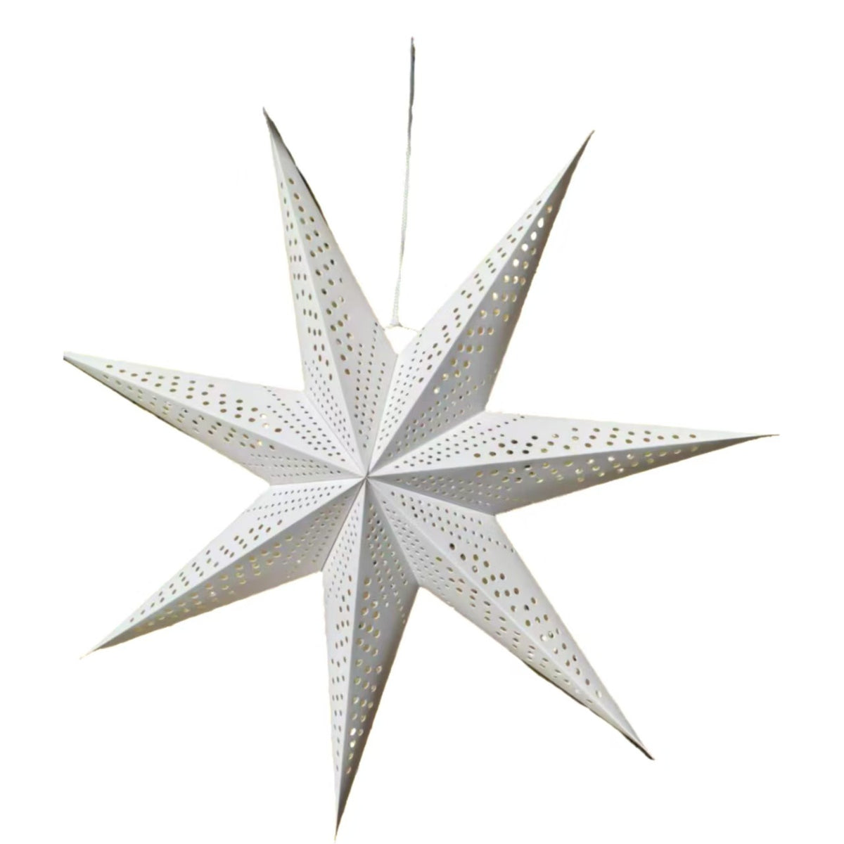 Large 60cm White Paper Star Christmas Decoration for Window, Bedroom & Living Room – Dotted Rays, 60cm