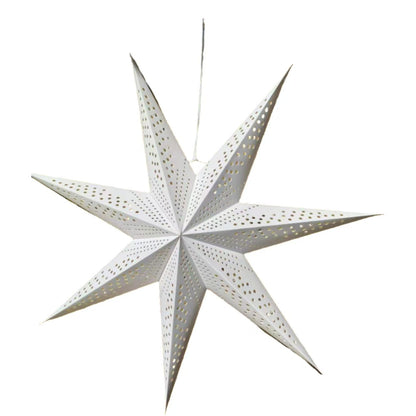 Large 60cm White Paper Star Christmas Decoration for Window, Bedroom & Living Room – Dotted Rays, 60cm