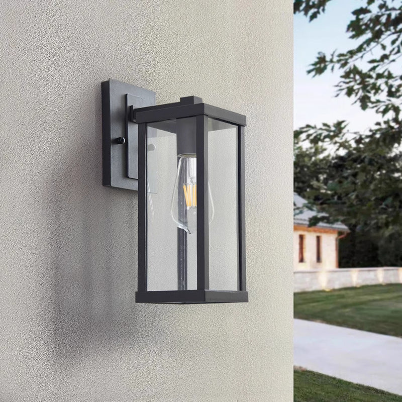 Modern Black Box Lantern with Clear Glass for Porch, Front Door, Garden & Garage – photo 2