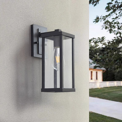 Modern Black Box Lantern with Clear Glass for Porch, Front Door, Garden & Garage – photo 2