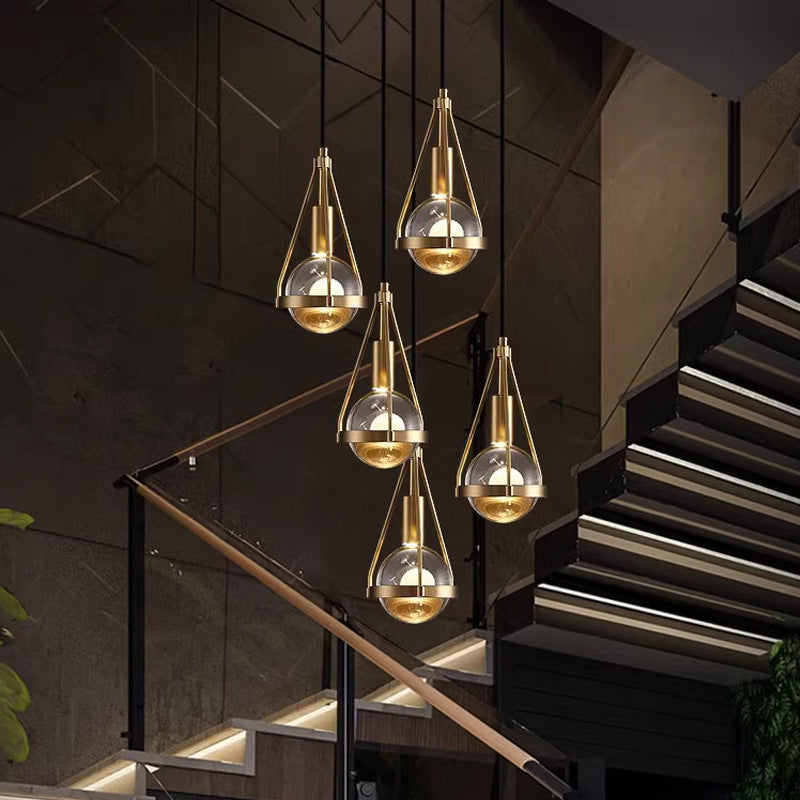 Pendant Light | Crystal Teardrop Mini Pendant with Brass Frame for Kitchen Island, Stairwell & Bedside | GU10 LED Included, 13cm