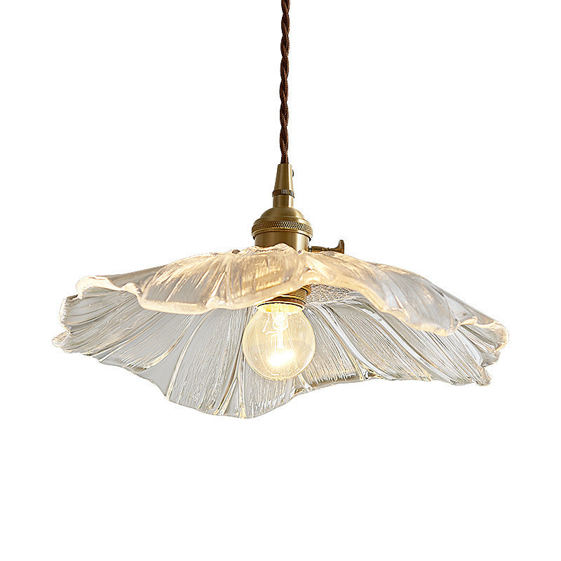 Ribbed glass lotus pendant light – product detail 2