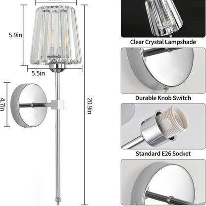 Rechargeable Crystal Glass Wall Sconce with Magnetic Bulb for Bedroom, Hallway & Living Room – photo 2