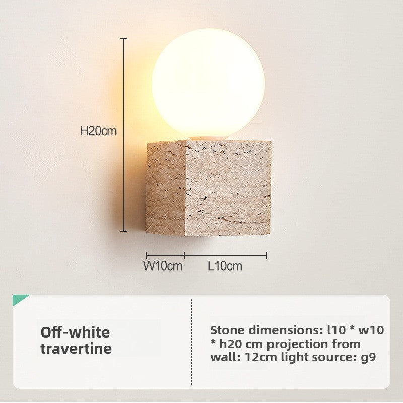 Natural Stone & Glass Wabi-Sabi Wall Lamp for Bedroom, Bedside, Hallway & Living Room – photo 10