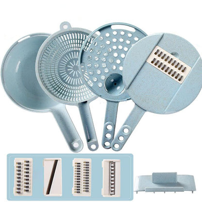Mandoline vegetable slicer slicing potato demonstration