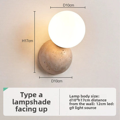 Natural Stone & Glass Wabi-Sabi Wall Lamp for Bedroom, Bedside, Hallway & Living Room – photo 7