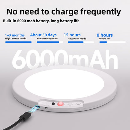 Rechargeable Ceiling Light | Motion Sensor LED Panel for Wardrobe, Cupboard, Loft, Garage & Hallway | No Wiring, Remote, 3 Light Colours, 19cm