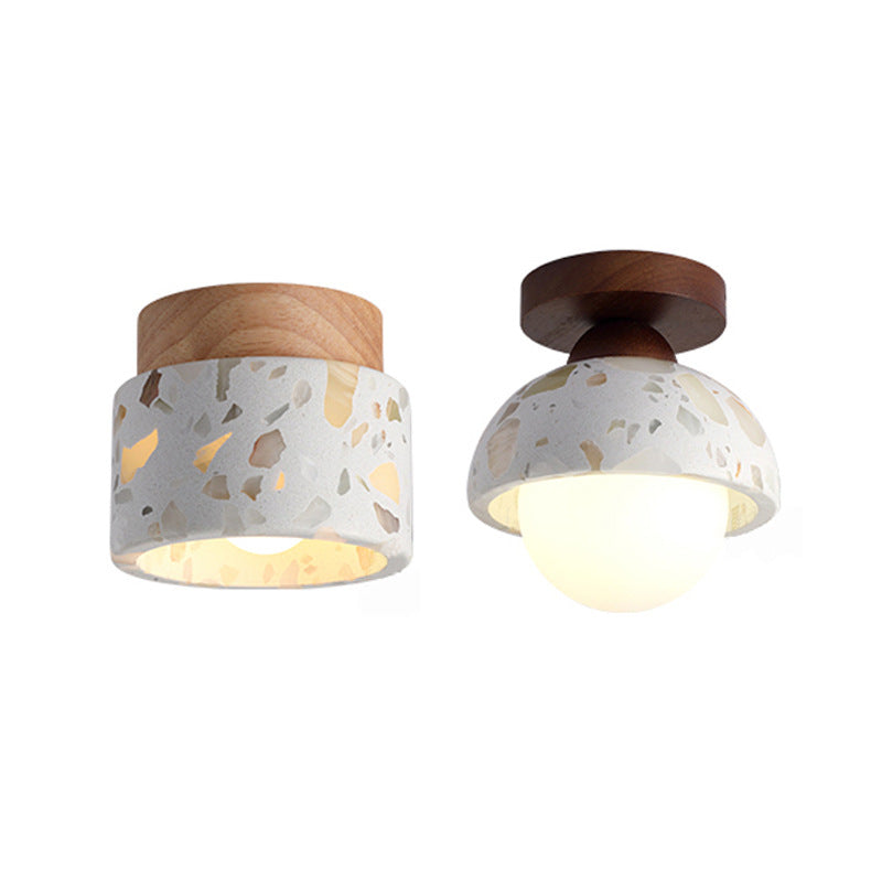 Terrazzo and wood flush ceiling light – product detail 5
