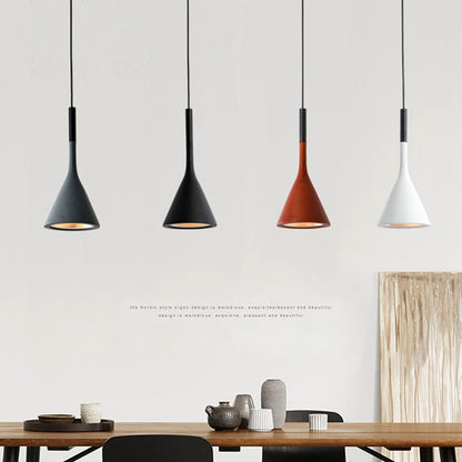 Pendant Light | Nordic Cone Ceiling Lamp for Kitchen Island, Dining Table & Bar | Metal Funnel Shade, Black, White, Grey, Green, Blue, Pink or Wine Red, 15cm