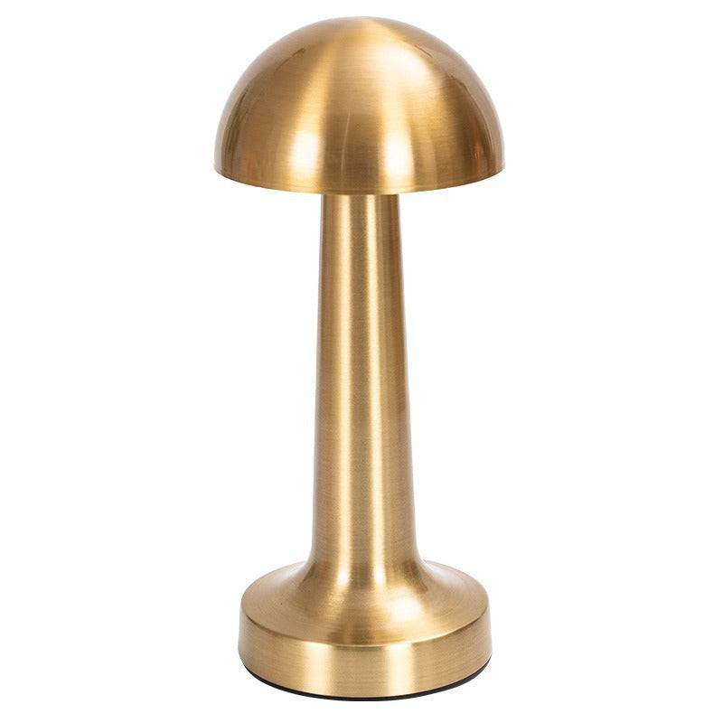 Rechargeable Table Lamp | Mini Dumbbell Night Light for Bedside, Desk, Bar & Shelf | Metal in Gold, Silver or Red Bronze, USB, 3-Colour, 4 Styles