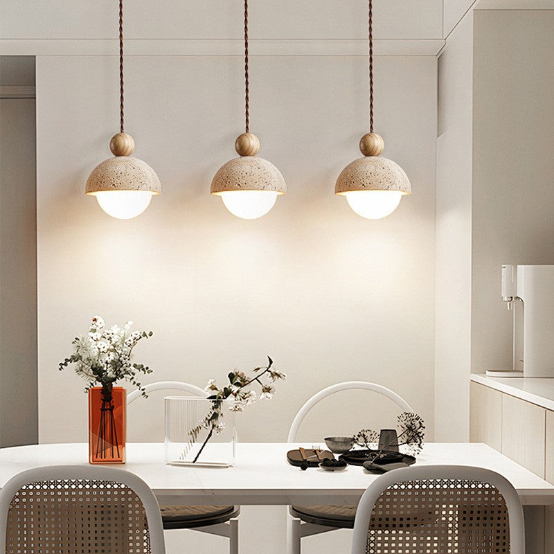 Travertine stone dome pendant light – product detail 2