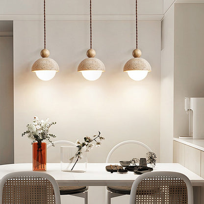 Travertine stone dome pendant light – product detail 2