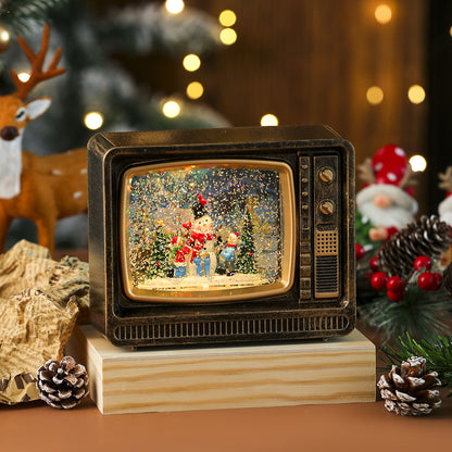 Musical Christmas Snowfall TV Lantern – Bronze, Snowman
