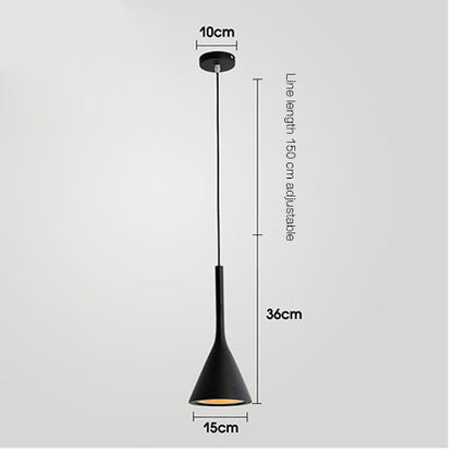 Pendant Light | Nordic Cone Ceiling Lamp for Kitchen Island, Dining Table & Bar | Metal Funnel Shade, Black, White, Grey, Green, Blue, Pink or Wine Red, 15cm