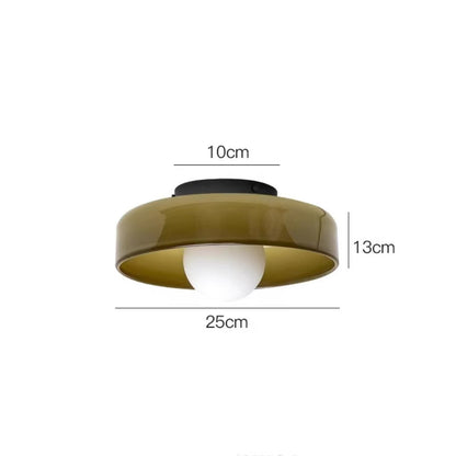 Flush Ceiling Light | Bauhaus Coloured Glass Ceiling Lamp for Hallway, Bedroom & Living Room | White, Orange or Brown, 25cm or 35cm, Warm or 3-Colour