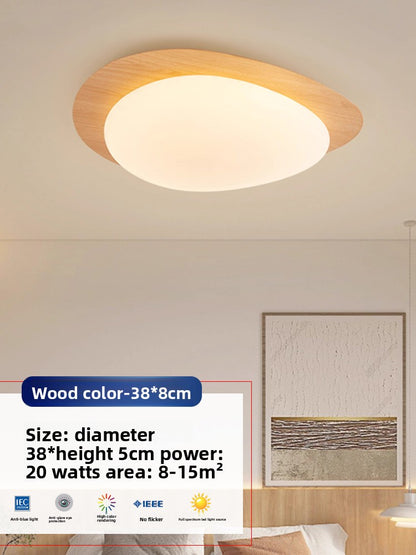Flush Ceiling Light | Wabi Sabi Pebble LED Ceiling Lamp for Bedroom, Living Room & Study | Cream, Walnut or Wood, 38cm or 48cm, Warm or Dimmable