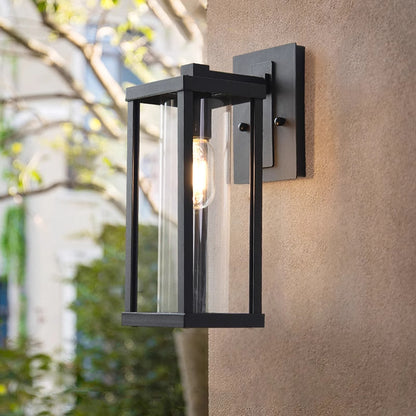 Modern Black Box Lantern with Clear Glass for Porch, Front Door, Garden & Garage – photo 4