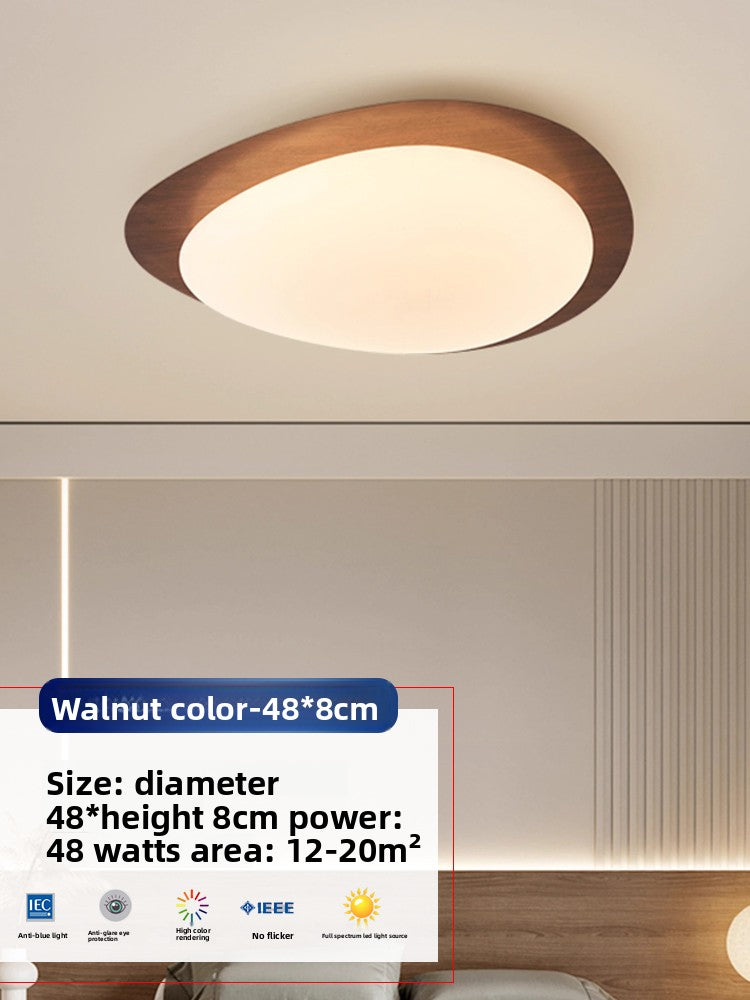 Flush Ceiling Light | Wabi Sabi Pebble LED Ceiling Lamp for Bedroom, Living Room & Study | Cream, Walnut or Wood, 38cm or 48cm, Warm or Dimmable
