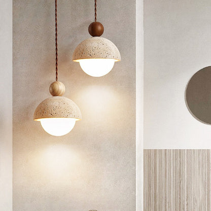 Travertine stone dome pendant light – product detail 4