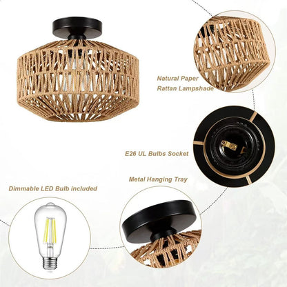 Rattan flush ceiling light – product detail 3