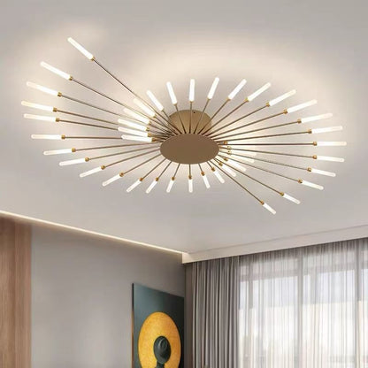 Flush Ceiling Light | Modern Sputnik LED Ceiling Lamp for Living Room, Bedroom & Hallway | Black or Gold, 12, 18 or 20 Lights, Neutral or Dimmable