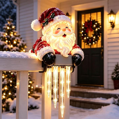 Light up Father Christmas decoration with icicle lights