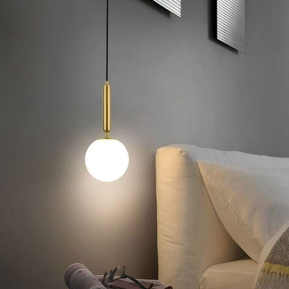 Plug-In Pendant Light | Opal Glass Globe Hanging Lamp with UK Plug for Bedside, Reading Corner & Desk | No Wiring, Single or Double, Gold or Black