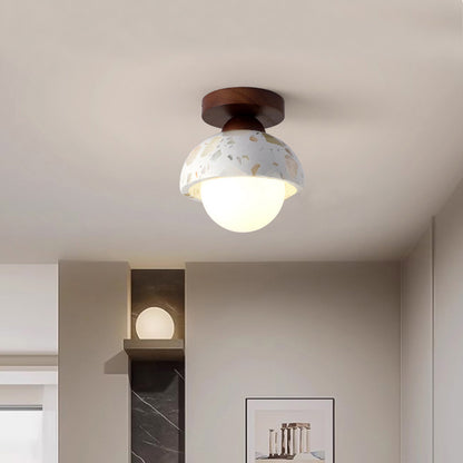 Terrazzo and wood flush ceiling light – product detail 4