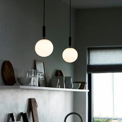 Plug-In Pendant Light | Opal Glass Globe Hanging Lamp with UK Plug for Bedside, Reading Corner & Desk | No Wiring, Single or Double, Gold or Black