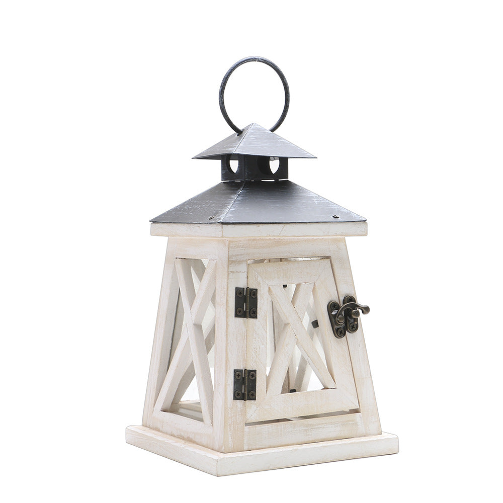 Rustic Wooden Lantern with Glass Panes for Garden, Doorstep, Mantelpiece & Windowsill – photo 7