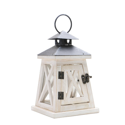 Rustic Wooden Lantern with Glass Panes for Garden, Doorstep, Mantelpiece & Windowsill – photo 7