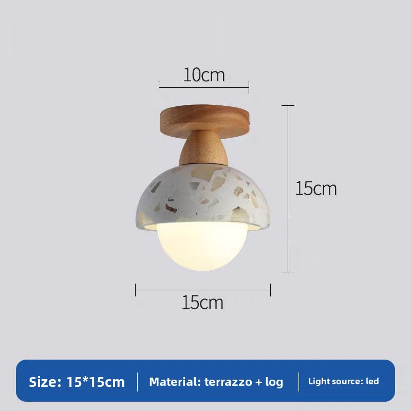 Terrazzo and wood flush ceiling light – product detail 7