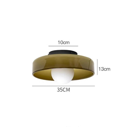 Flush Ceiling Light | Bauhaus Coloured Glass Ceiling Lamp for Hallway, Bedroom & Living Room | White, Orange or Brown, 25cm or 35cm, Warm or 3-Colour