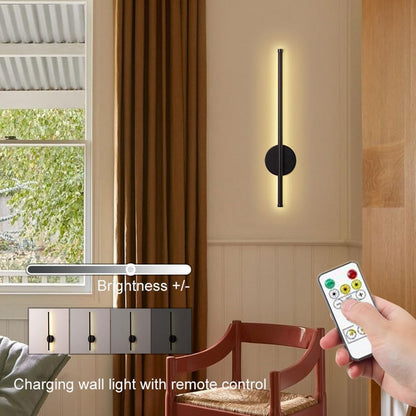 Battery Operated Wall Light | Rechargeable Magnetic LED Bar for Bedside & Hallway | Remote, 3 Light Colours, 50cm, Black or Gold, 1 or 2 Pack