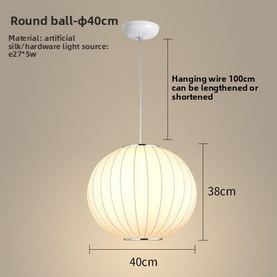 Pendant Light | Fabric Shade Ceiling Lamp for Dining Room, Bedroom & Living Room | Japandi Cloth Shade, Ball, UFO, Bucket, Hourglass or Peach, 30–50cm