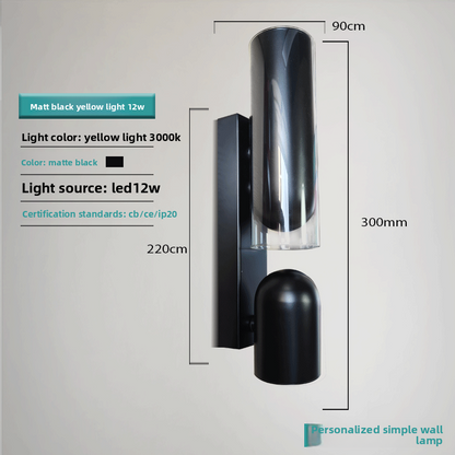 Wall Light | Rotating Spotlight Up & Down Sconce for Bedside Reading, Hallway & Stairs | Matte Black or Brass, 12W LED, 35cm