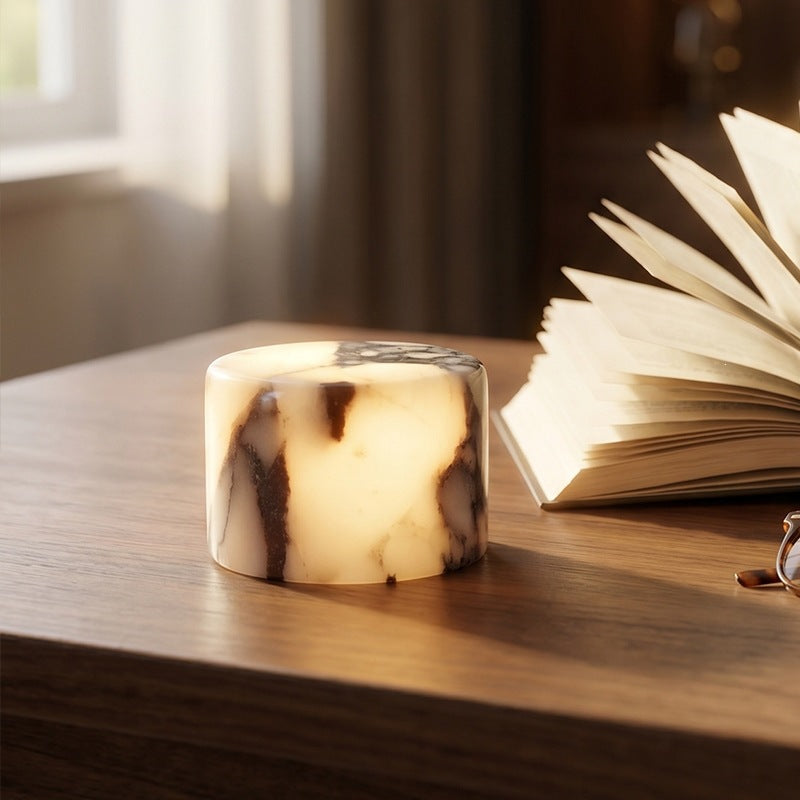 Marble Night Light | Natural Stone Touch Lamp with Wireless Phone Charger for Bedside | USB, 2-Colour or Colour-Changing, Jade or Grey, 8 or 10cm