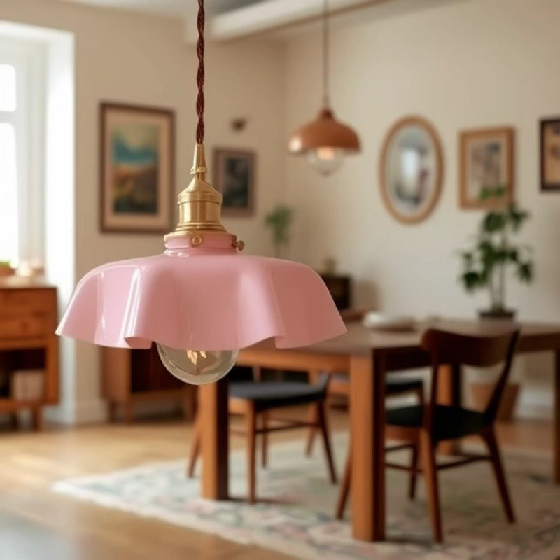 Vintage ruffle glass pendant light – product detail 3