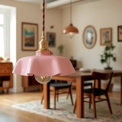 Vintage ruffle glass pendant light – product detail 3