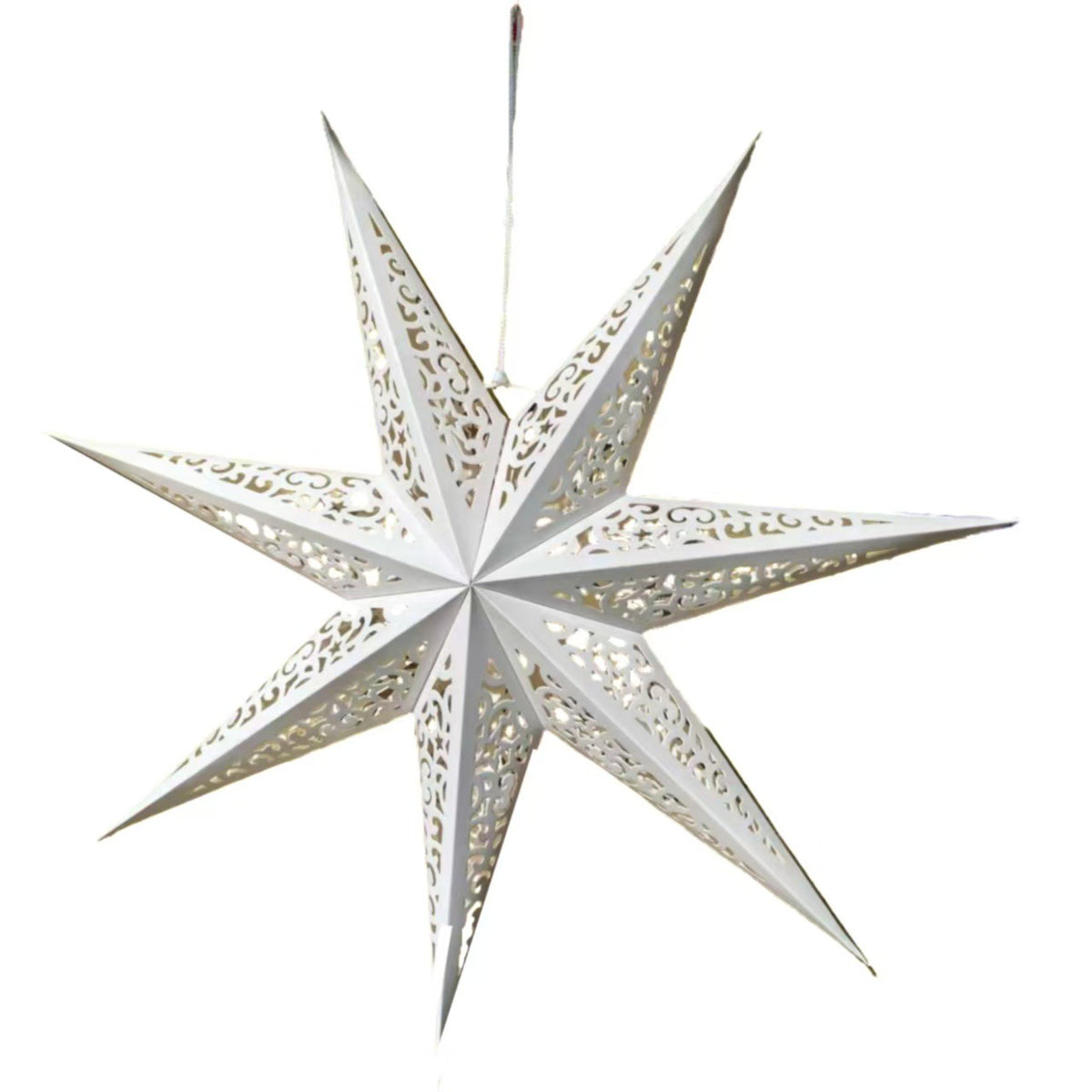 Large 60cm White Paper Star Christmas Decoration for Window, Bedroom & Living Room – Star Cut-Out, 60cm