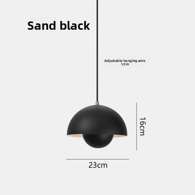Pendant Light | Nordic Dome Ceiling Lamp for Kitchen Island, Dining Table & Bedside | Metal Bud Shade, Black, White, Grey, Green, Pink or Blue, 23cm