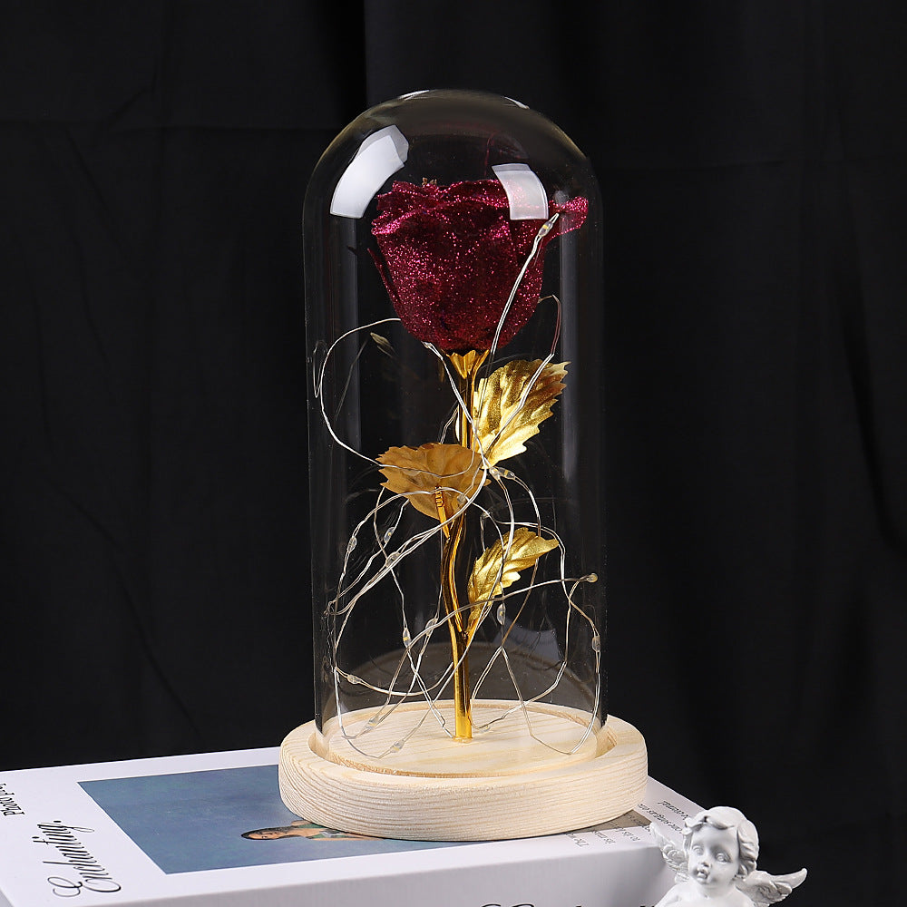 Rose night light glass dome packaging and gift box