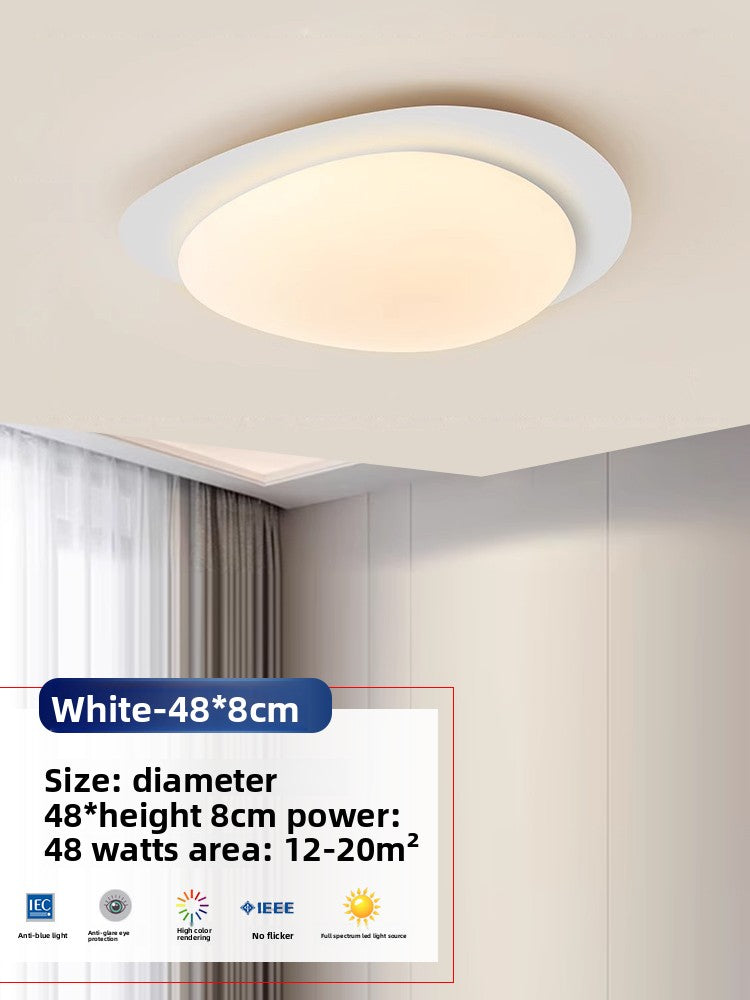 Flush Ceiling Light | Wabi Sabi Pebble LED Ceiling Lamp for Bedroom, Living Room & Study | Cream, Walnut or Wood, 38cm or 48cm, Warm or Dimmable