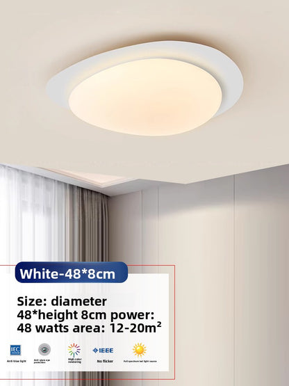 Flush Ceiling Light | Wabi Sabi Pebble LED Ceiling Lamp for Bedroom, Living Room & Study | Cream, Walnut or Wood, 38cm or 48cm, Warm or Dimmable