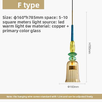 Pendant Light | Coloured Glass Mini Pendant for Kitchen Island, Dining Table & Bedside | Ribbed Red, Green or Amber Glass, LED Included